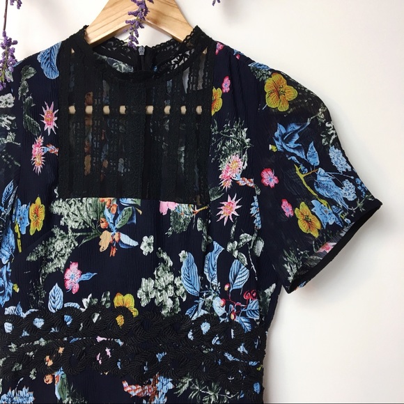 Foxiedot Juniper Blue Floral Mini Dress - Picture 2 of 5